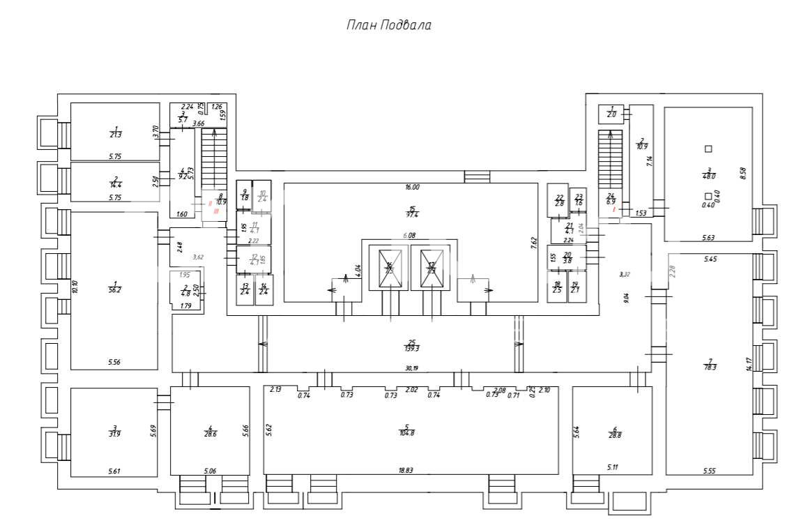 Планировка офиса 3755.4 м², 1 этаж, Административное здание «г Москва, Ружейный пер., 6, стр. 1, 2»